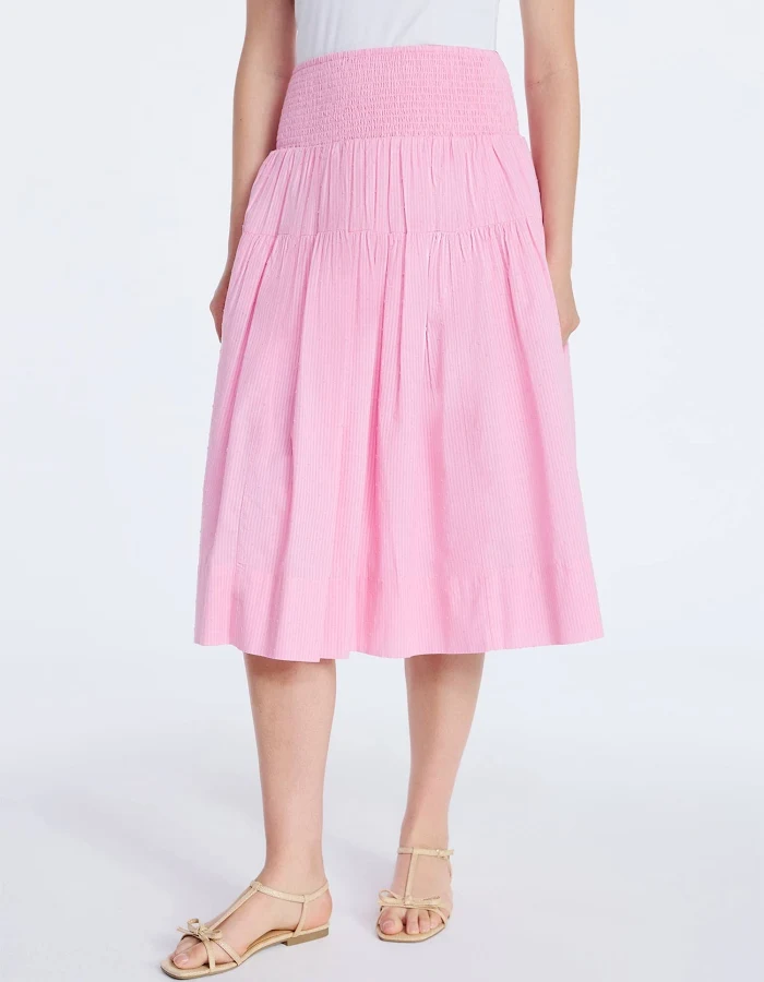 outfits Free Assembly Women's Smocked Waist Cotton Midi Skirt Walmart $24