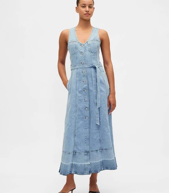 dress Gap Women's Belted Button-Front Maxi Dress Gap $49