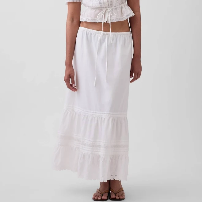 skirt Gap Women's High Rise Tiered Lace-Trim Maxi Skirt Gap $71