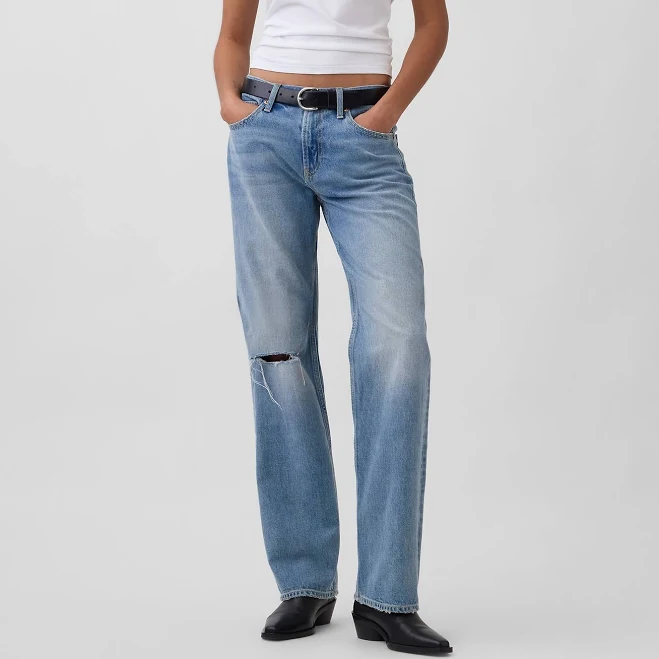 jeans Gap Women's Mid Rise Rigid Relaxed Straight Jeans Gap $69.99