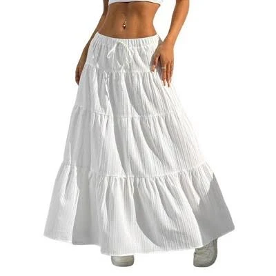 maxi skirt Garvee Women's High Waisted Flowy Tiered Maxi Skirt with Drawstring Target $35.99