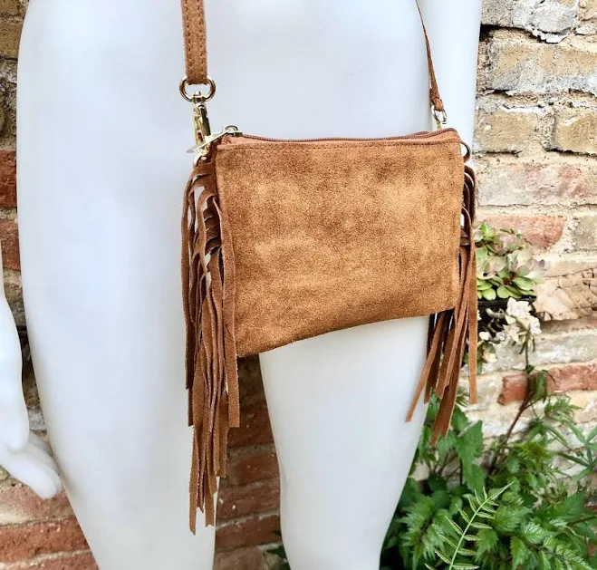 bag Genuine Suede Leather Crossbody Bag with Fringes Etsy - goodtimesbarcelona $34.11