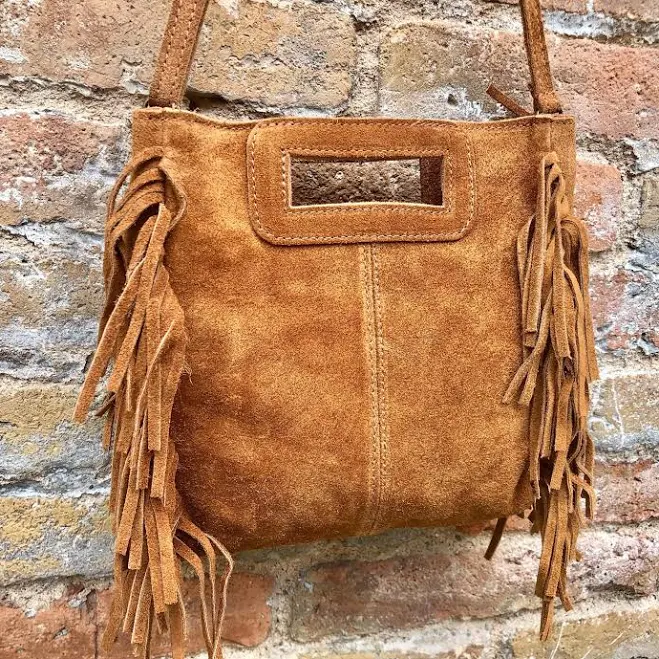 bag Genuine Suede Leather Crossbody Bag with Fringes Etsy - goodtimesbarcelona $46.69