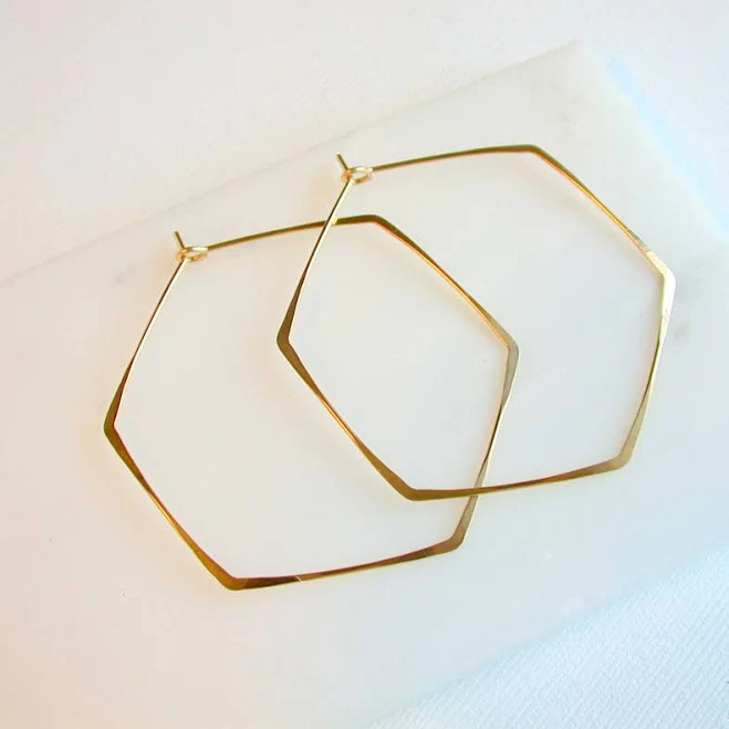 accessory Geometric Statement Hexagon Hoop Earrings Etsy - lindatrentjewelry $26