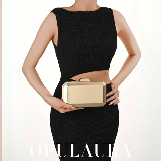 bag Glamorous Metallic Gold Box Clutch Etsy - Seller $49.99