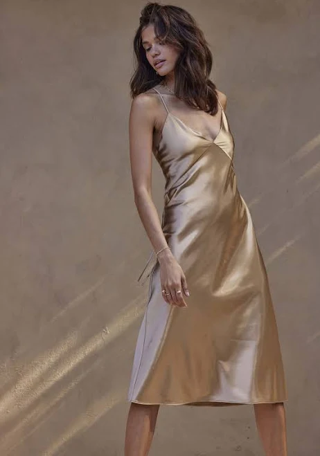 dress Grace Loves Lace Silky Satin Midi Gold Dress Grace Loves Lace US $40