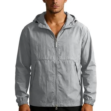 outerwear Guzom Mens Lightweight Packable Windbreaker UPF 50+ Sun Protection Hooded Jacket Quick Dry Water Resistant Nylon Spandex for Hiking Travel Walmart - Guzom Clothing $26.02