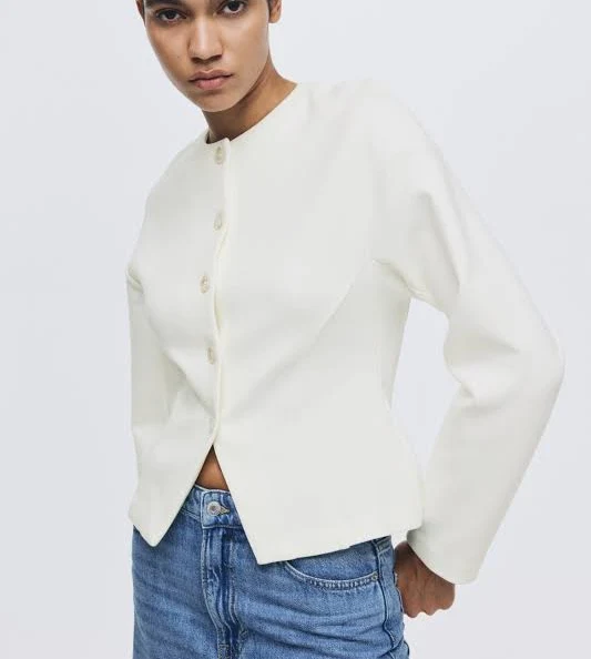 lace outfits H&M Ladies Collarless Scuba Blazer H&M $39.99