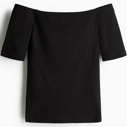 off-shoulder top H&M Ladies Off-The-Shoulder Rib-Knit Top H&M $12.99