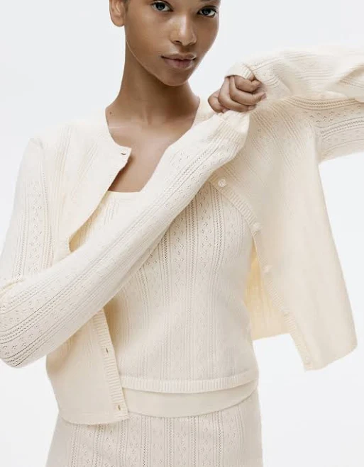 outerwear H&M Ladies Pointelle-Knit Viscose-Blend Cardigan H&M $44.99