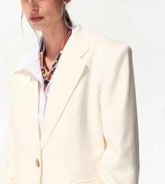 outerwear H&M Ladies Single-Breasted Linen-Blend Blazer H&M $69.99