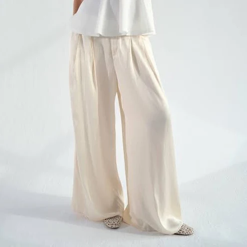 wide leg pants H&M Ladies Wide-Leg Satin Pants H&M $29.99