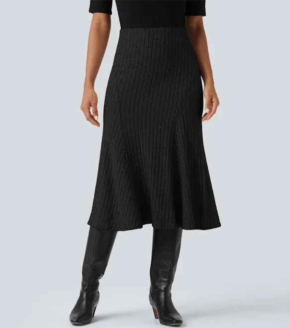 skirt Halara Ribbed Knit High-Waisted Midi A-Line Skirt halara $24.95