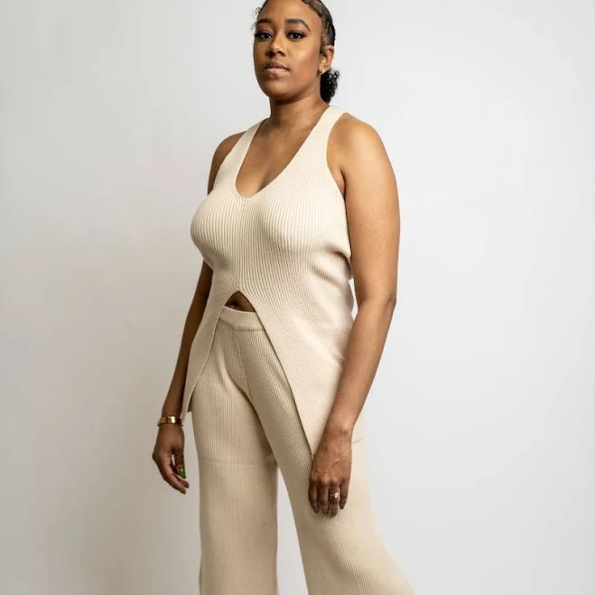 matching set Halter and Cropped Wide Knit Pant Set Poshmark $81