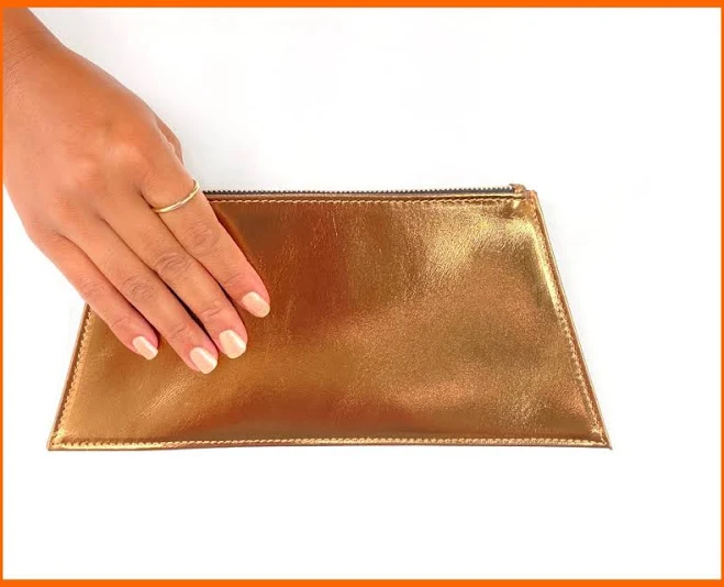 bag Handmade Metallic Bronze Leather Pyramid Pouch Clutch Etsy - JeserieAndCompany $65
