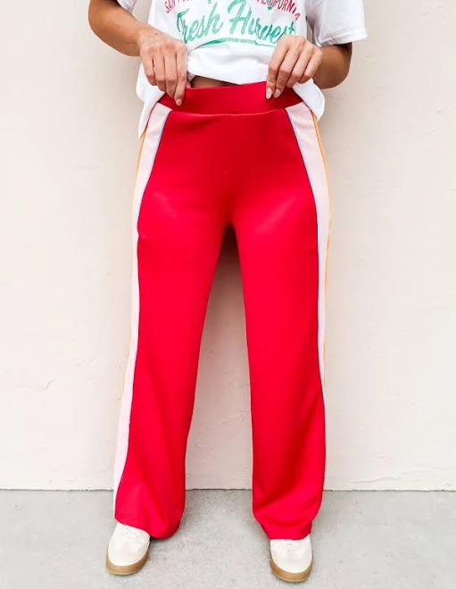 wide leg pants Harper Color Block Knit Track Pants Ruthie Grace $39.99