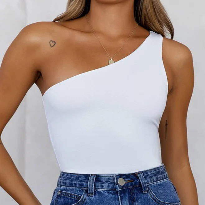 asymmetric neck top Hello Molly Base Best Side One Shoulder Tank Top Hello Molly US $29