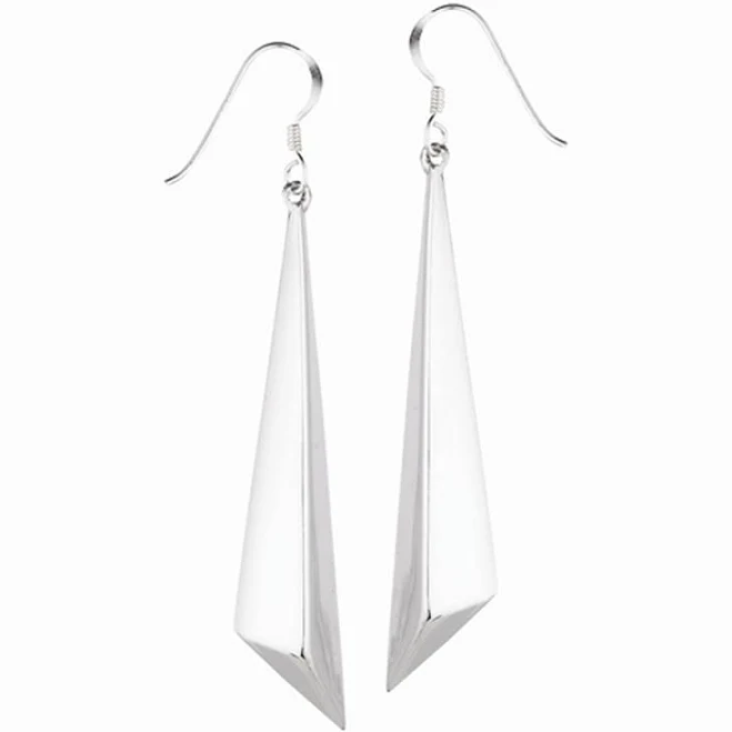 accessory High Polish Modern Geometric Dangle .925 Sterling Silver Minimalist Triangle Earrings Sac Silver $31.11