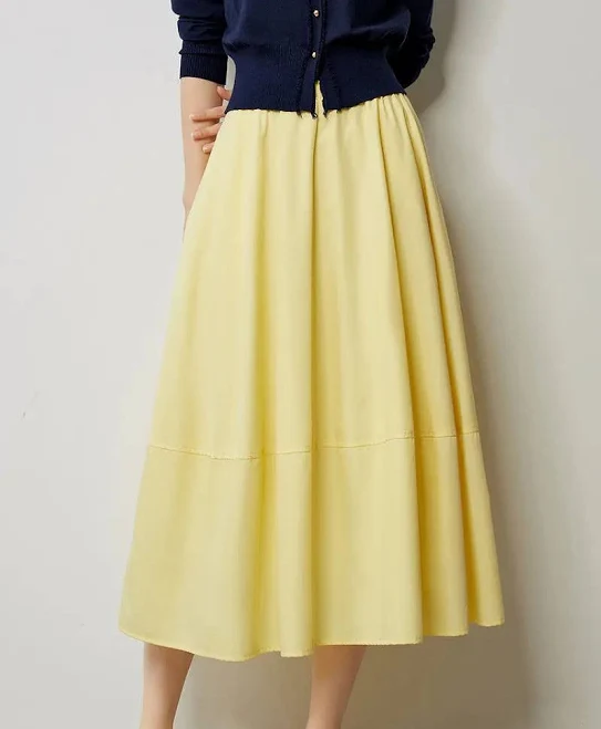 skirt High-Waist A-Line Skirt with Pockets Fibflx $88