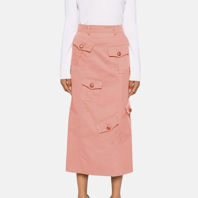 skirt High Waist Utility Cargo Midi Skirt Etsy - Seller $66.42