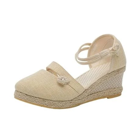 shoes hopeusnice Women's Espadrille Wedge Sandals Summer Ankle Strap Wedge Heel Shoes Comfortable Breathable Beach Wedge Shoes Beige 41, Size: 40 US 7.5 Walmart - hopeusnice $20.27
