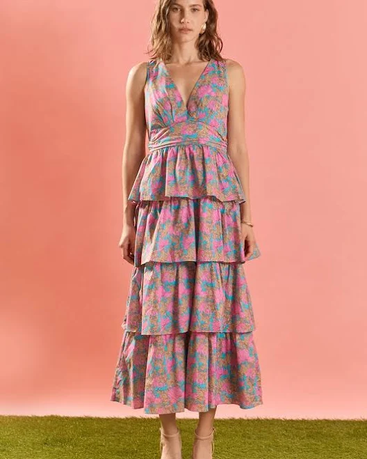 dress Hyacinth House Women's Floral Deep V-Neck Tiered Maxi Dress English Factory $156