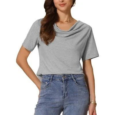 cowl neck top Inspire Chic Women's Cowl Neck Short Sleeve Stretchy Shirt Target $20.99