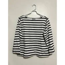 top J.Crew Womens Classic Fit Boatneck Striped Long Sleeve Cotton Top Navy White L Poshmark $30