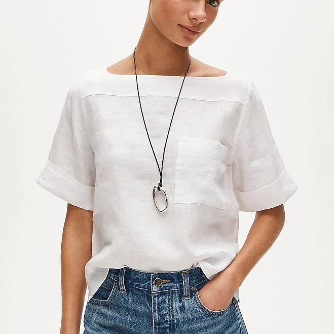 top J.Crew Women's Linen Boatneck Tee J.Crew $98