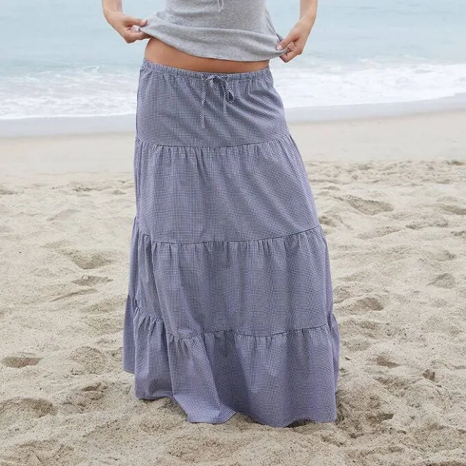 skirt John Galt Women's Blue Gingham Nadia Maxi Skirt PacSun $38