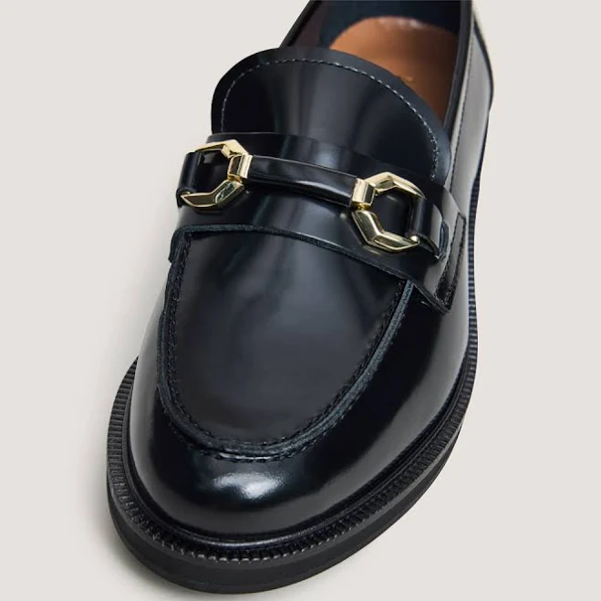 shoes Jonak Women's Glazed Leather Loafers with Gold Bits jonak-paris.us $245