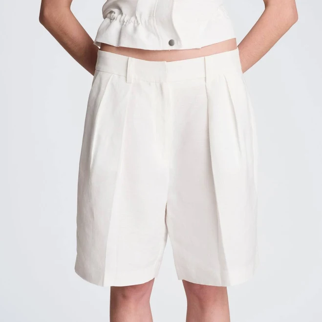 shorts Kenneth Cole Women's High-Rise Pleated Linen Bermuda Shorts Kenneth Cole $99