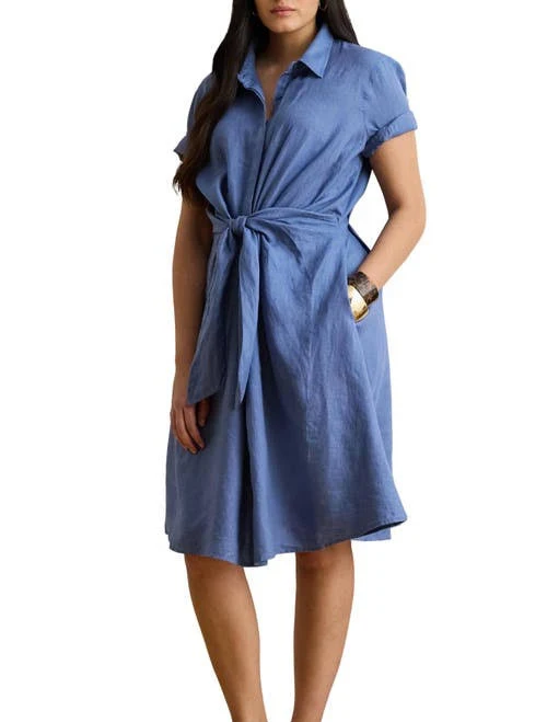 dress Lauren Women's Ralph Lauren Tie Linen Shirtdress Nordstrom $195