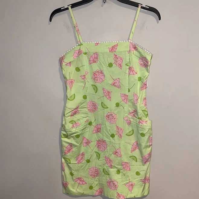 dress Lilly Pulitzer Lime Green Pink Spaghetti Strap Umbrella Shift Mini eBay - molinaro8108 $18.76