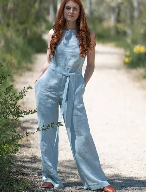 jumpsuit Linen Jumpsuit with Tie Belt VisibleArt $132