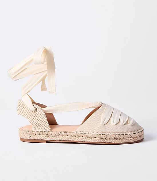 shoes Loft Women's Eyelet Lace Up Espadrille Flats LOFT $59.97