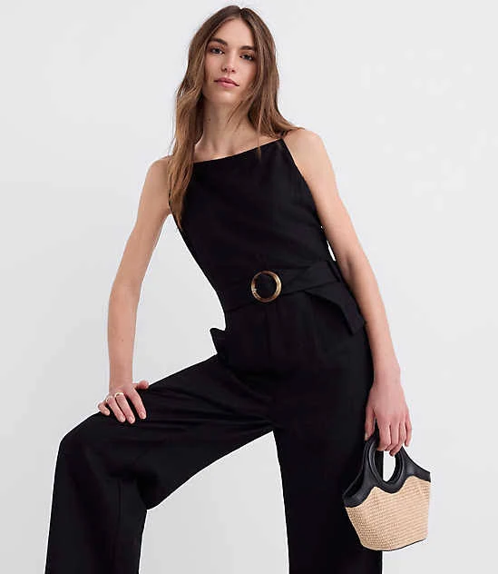 jumpsuit Loft Women's Linen Blend Belted Jumpsuit LOFT $60