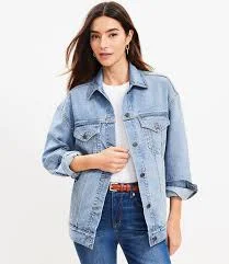 outerwear Loft Women's Oversized Denim Trucker Jacket LOFT $46.2