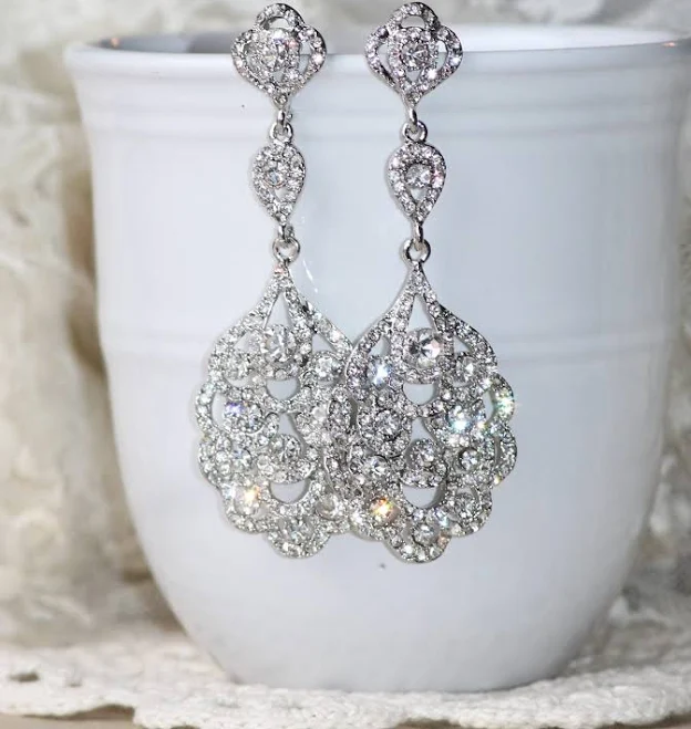 accessory Long Crystal Rhinestone Chandelier Earrings Etsy - Seller $48