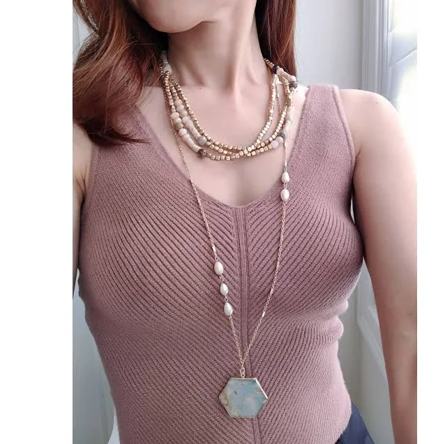 accessory Long Gemstone Pendant Necklace Etsy - DearDanielleJewelry $33