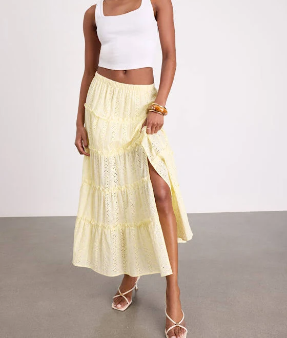 maxi skirt Lulus Eyelet Embroidered Tiered Maxi Skirt Lulus $49