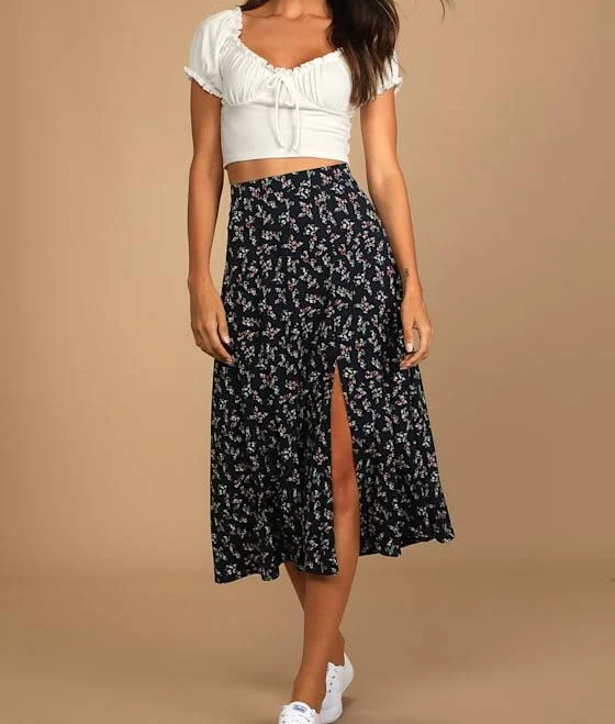 skirt Lulus Floral Print Midi Skirt Lulus $52