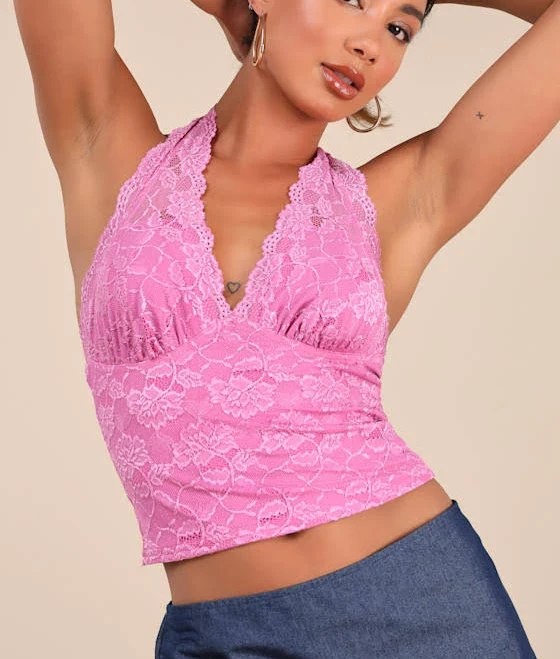 halter top Lulus Halter Neck Lace Crop Top Lulus $17