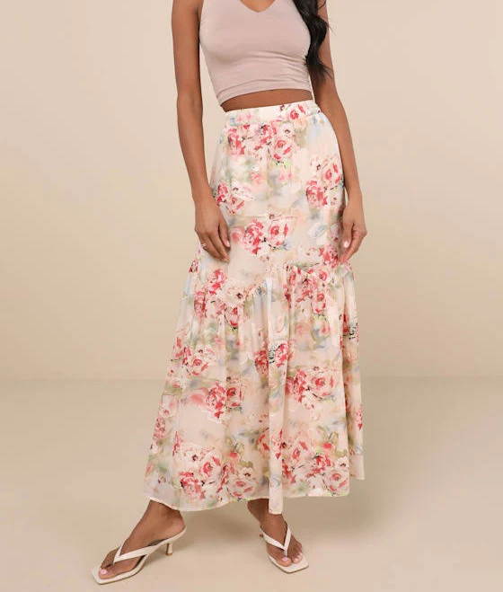 skirt Lulus High-Rise Floral Jacquard Maxi Skirt Lulus $25