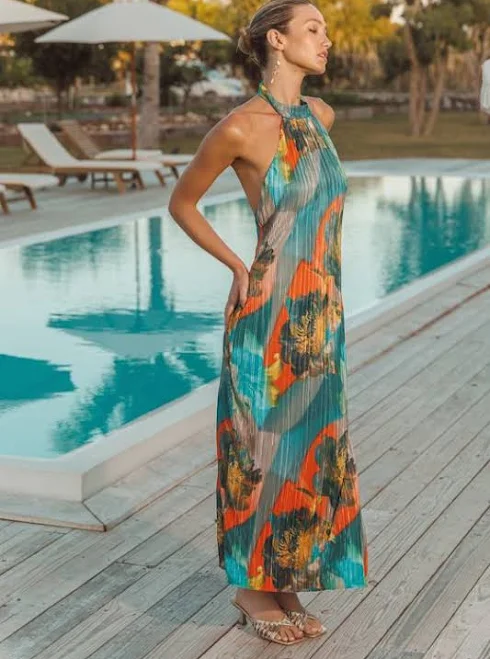 dress Lulus Multi Print Plisse Backless Maxi Dress Lulus $88