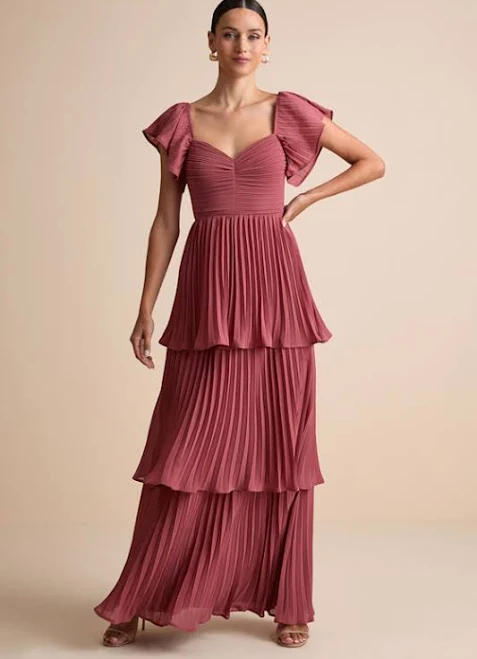 dress Lulus Pleated Flutter Sleeve Maxi Dress Lulus $99
