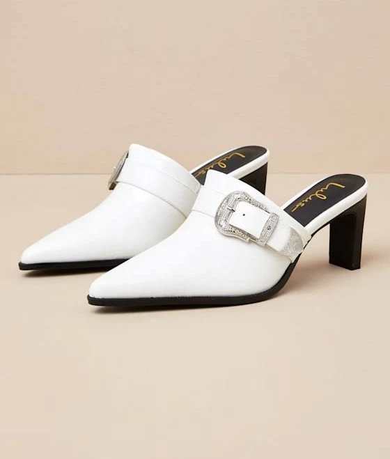 shoes Lulus Pointed-Toe Buckle Mules Lulus $15