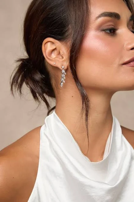 accessory Lulus Rhinestone Leaf Drop Earrings Lulus $16