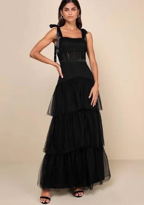 dress Lulus Tulle Tie-Strap Tiered Maxi Dress Lulus $18