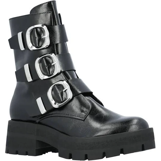 shoes Madden NYC Women's Faux Leather Buckle Combat Boots Walmart $15.17